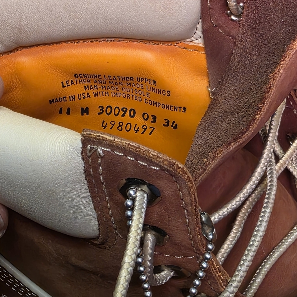 VINTAGE MADE IN USA TIMBERLAND BOOTS 6" PREMIUM AMERICAN CRAFT 11 Cinnamon Cream - Picture 9 of 15